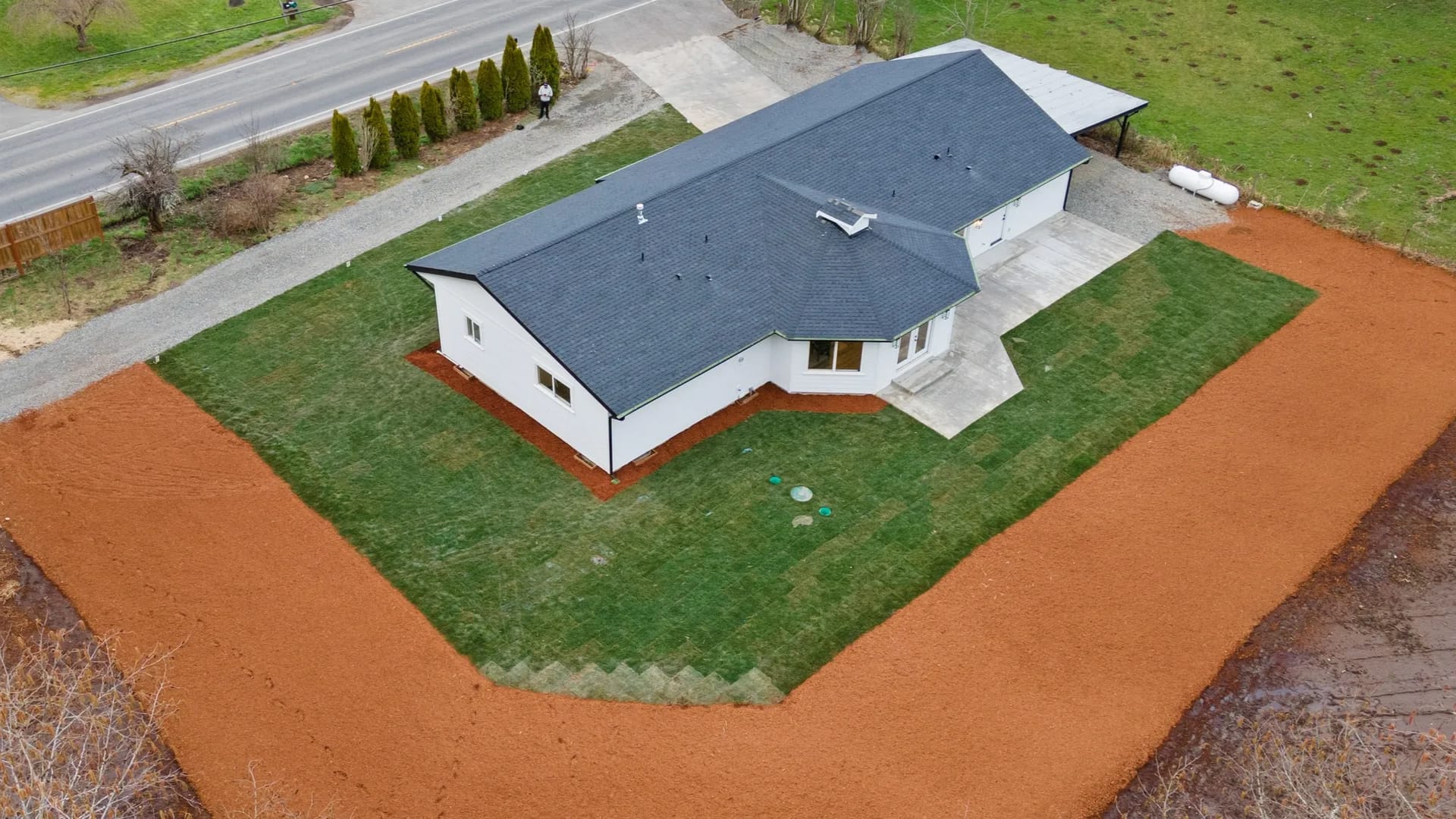 aerial shot of a new roof