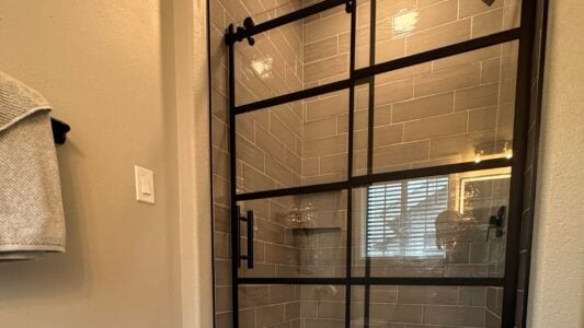 new shower in remodeled bathroom