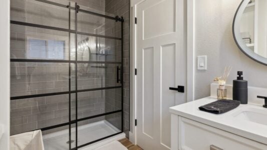 new shower in remodeled bathroom