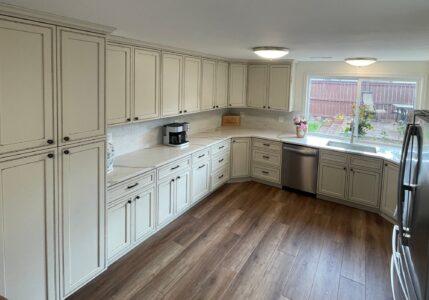 remodeled kitchen wide angle high shot